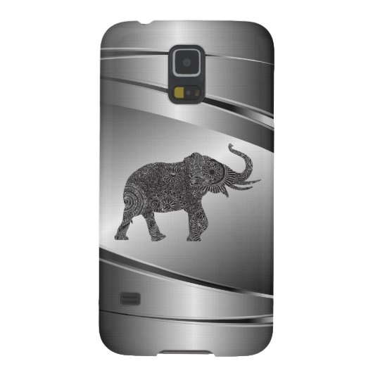 Silver Gray Metallic Floral Elephant Case-Mate Samsung Galaxy Hülle (Rückseite)
