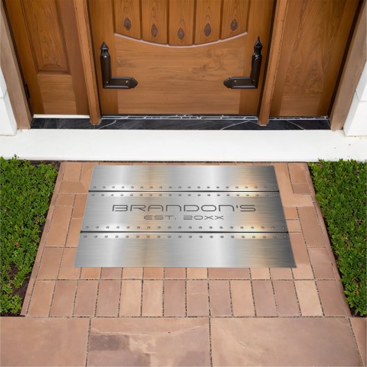 Silver-Gray Metallic Geometric Design Fußmatte (Außenbereich)