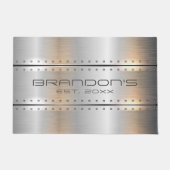 Silver-Gray Metallic Geometric Design Fußmatte (Vorderseite)