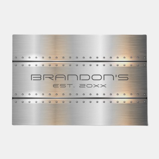 Silver-Gray Metallic Geometric Design Fußmatte (Vorderseite)