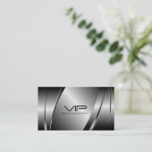 Silver Gray Metallic Look Stainless Steel Muster Visitenkarte (Stehend Vorderseite)