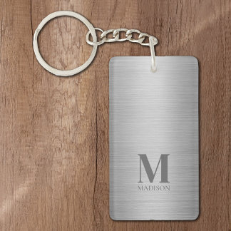 Silver Gray Metallic Mit Monogramm Schlüsselanhänger