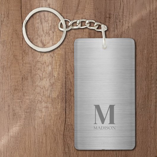 Silver Gray Metallic Mit Monogramm Schlüsselanhänger