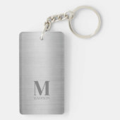 Silver Gray Metallic Mit Monogramm Schlüsselanhänger (Rückseite)