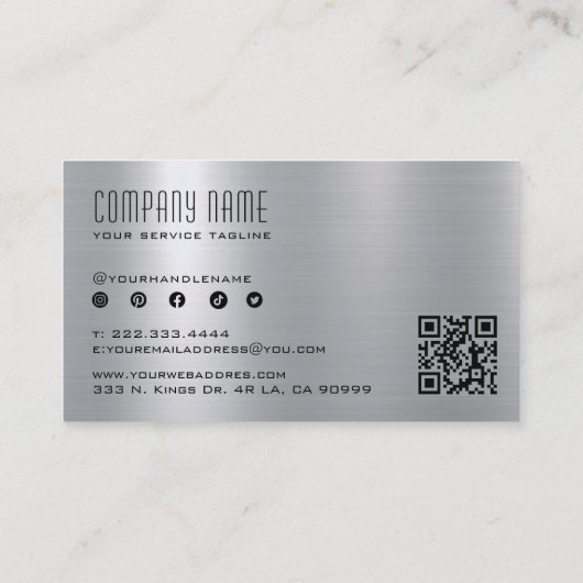 Silver Gray Metallic Stainless Steel Textur Visitenkarte (Rückseite)