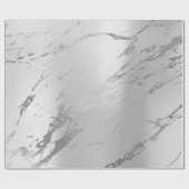 Silver Gray Metallic Strokes Marble Shiny Glam Geschenkpapier (Flach)