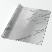 Silver Gray Metallic Strokes Marble Shiny Glam Geschenkpapier (Ungerollt)