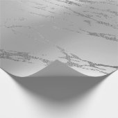 Silver Gray Metallic Strokes Marble Shiny Glam Geschenkpapier (Ecke)