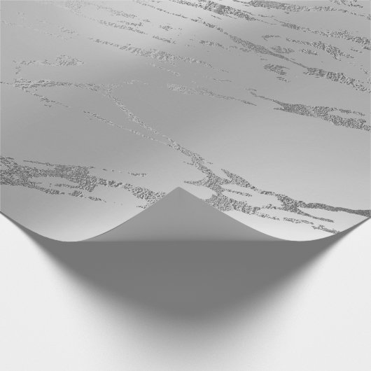 Silver Gray Metallic Strokes Marble Shiny Glam Geschenkpapier (Ecke)