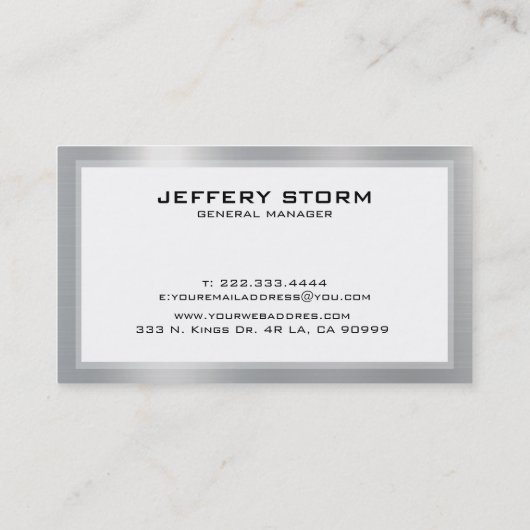 Silver Gray Metallic Textur Visitenkarte (Rückseite)