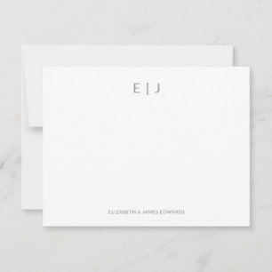 Silver Gray Minimal Couple Initials Personalisiert Mitteilungskarte