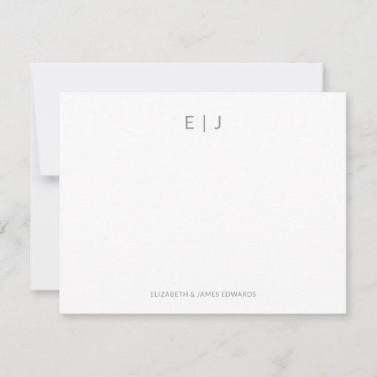 Silver Gray Minimal Couple Initials Personalisiert Mitteilungskarte (Vorderseite)