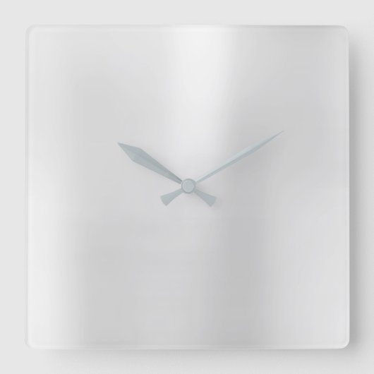 Silver Gray Minimal Monochrom Metallic Steel Quadratische Wanduhr (Vorderseite)
