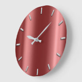 Silver Gray Minimalism Burgundy Maroon Große Wanduhr (Winkel)