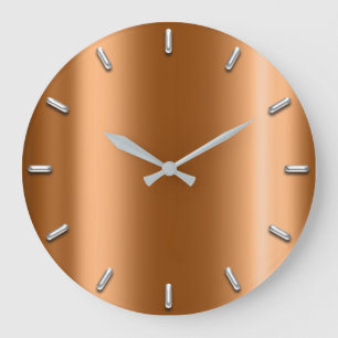 Silver Gray Minimalism Honey Coral Gold Große Wanduhr