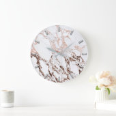 Silver Gray Minimalism Metallic Marmor Rose Gold Große Wanduhr (Zuhause)