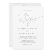 Silver Gray Minimalistisch Wedding Einladung