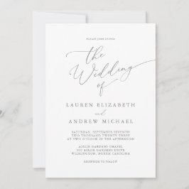 Silver Gray Minimalistisch Wedding Einladung