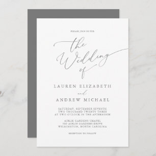 Silver Gray Minimalistisch Wedding Einladung