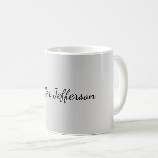 Silver Gray Modern Handwriting Your Name Kaffeetasse (VorderseiteRechts)