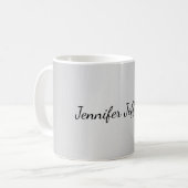 Silver Gray Modern Handwriting Your Name Kaffeetasse (Vorderseite Links)