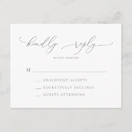 Silver Gray Modern Minimalistisch Wedding RSVP Postkarte