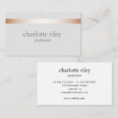 Silver Gray | Moderne Rose Gold gestreift Stilvoll Visitenkarte (Vorne/Hinten)