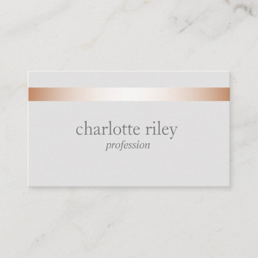 Silver Gray | Moderne Rose Gold gestreift Stilvoll Visitenkarte (Vorderseite)