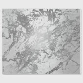 Silver Gray Monochrom Marble Shiny Metallic VIP Geschenkpapier (Flach)