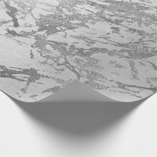 Silver Gray Monochrom Marble Shiny Metallic VIP Geschenkpapier (Ecke)