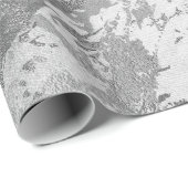 Silver Gray Monochrom Marble Shiny Metallic VIP Geschenkpapier (Rolleneckpunkt)
