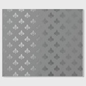 Silver Gray monochromatic Metallic Fleur-de-lis Geschenkpapier (Flach)