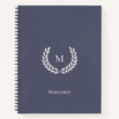 Silver Gray Monogram & Laurel on Steel Gray Notizblock (Vorderseite)