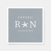 Silver Gray Monogram Starfish | Hochzeit Serviette (Vorderseite)