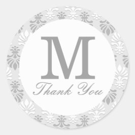Silver Gray Monogram Vielen Dank Runder Aufkleber