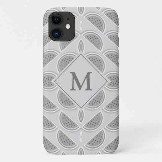 Silver Gray Monogram Watermelon Case-Mate iPhone Hülle (Rückseite)