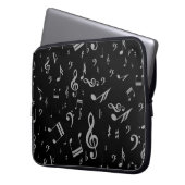 Silver Gray Musical Notes on Black Laptopschutzhülle (Vorderseite Links)