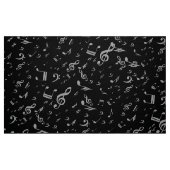 Silver Gray Musical Notes on Black Stoff (Fat Quarter (45,7 x 55,9 cm))