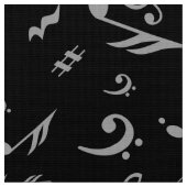 Silver Gray Musical Notes on Black Stoff (Nahaufnahme)