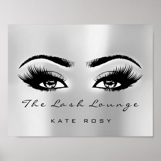 Silver Gray Name Makeup Artist Beauty Studio Lashe Poster (Vorne)