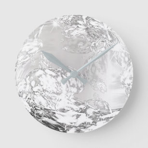 Silver Gray Ombre Gem Crystal Abstrakte Form Runde Wanduhr