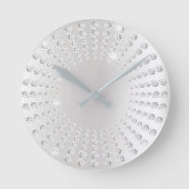 Silver Gray Ombre Gem Crystal Diamond White Runde Wanduhr (Vorderseite)