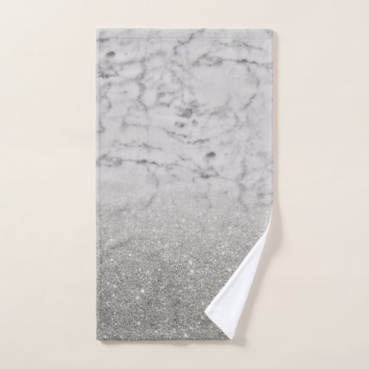 Silver Gray Ombre Glitzer Marble Trendy Badhandtuch Set (Handtuch)