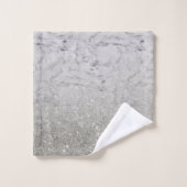 Silver Gray Ombre Glitzer Marble Trendy Badhandtuch Set (Waschlappen)