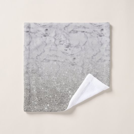 Silver Gray Ombre Glitzer Marble Trendy Badhandtuch Set (Waschlappen)
