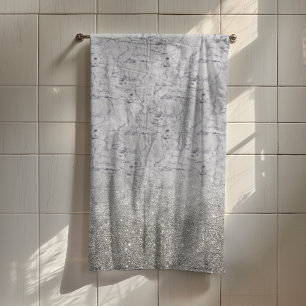 Silver Gray Ombre Glitzer Marble Trendy Badhandtuch Set