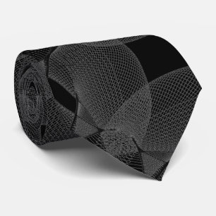 Silver Gray on Black Geometric Infinity Sheer Fine Krawatte