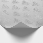 Silver Gray Peacock Metallic Shiny monochromatisch Geschenkpapier (Ecke)