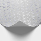 Silver Gray Peacock Metallic Shiny monochromatisch Geschenkpapier (Ecke)