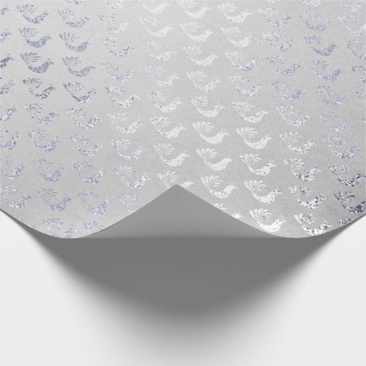Silver Gray Peacock Metallic Shiny monochromatisch Geschenkpapier (Ecke)